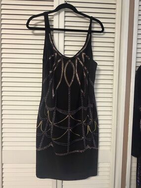 Black Embellished Sleeveless Cocktail Dress